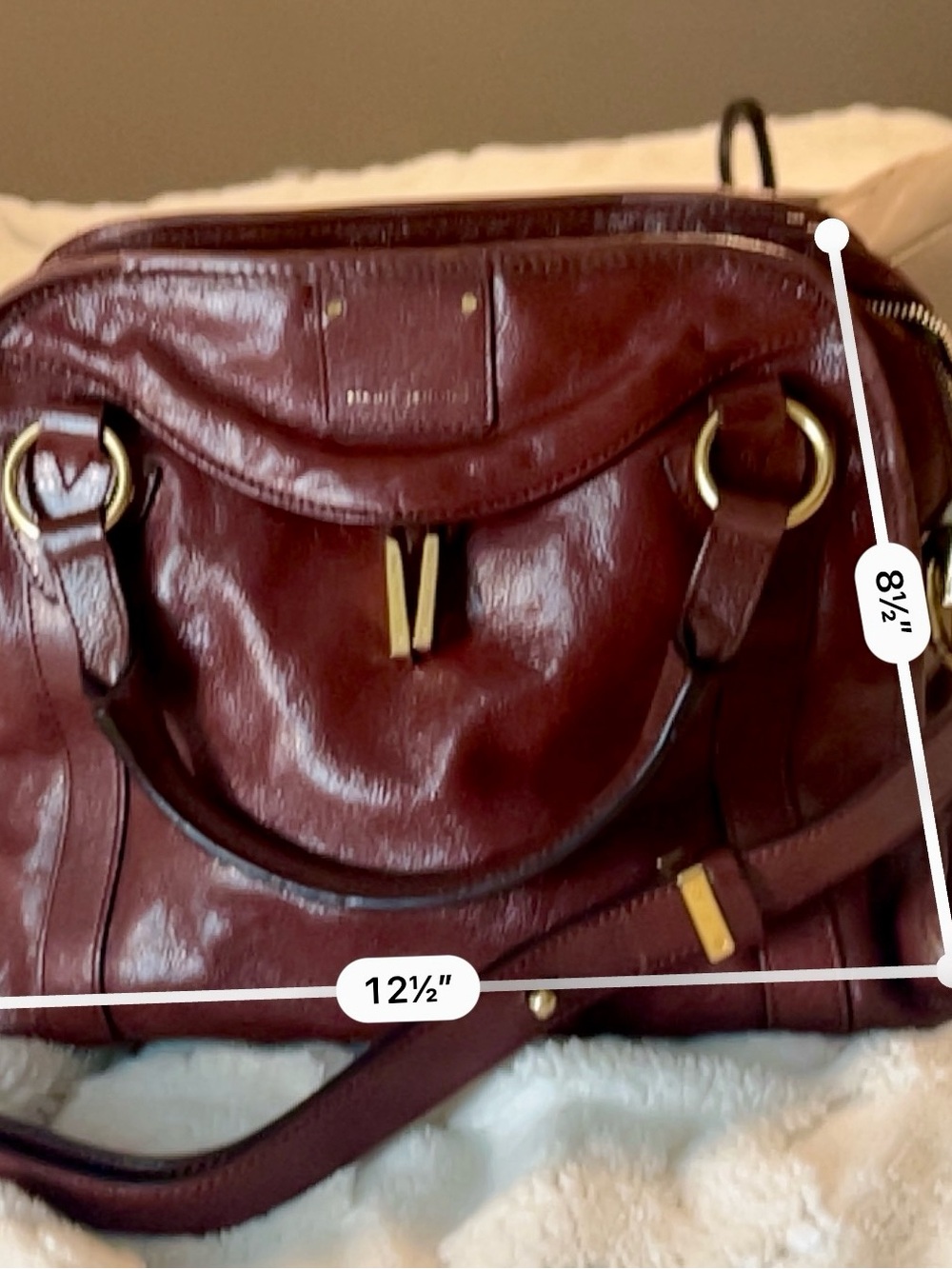 Marc Jacobs Burgundy Leather Satchel with Gold Hardware - Picture 2 of 10